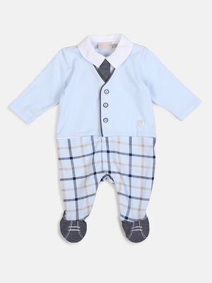 Boys Light Blue Front Opening Babysuit